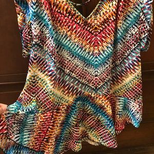 Cable & Gauge multicolored short sleeve blouse